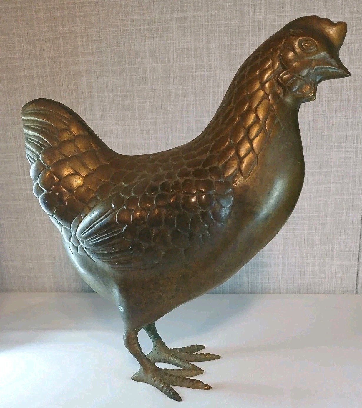 Vintage Brass Hen Chicken Figurine Large 8.5\
