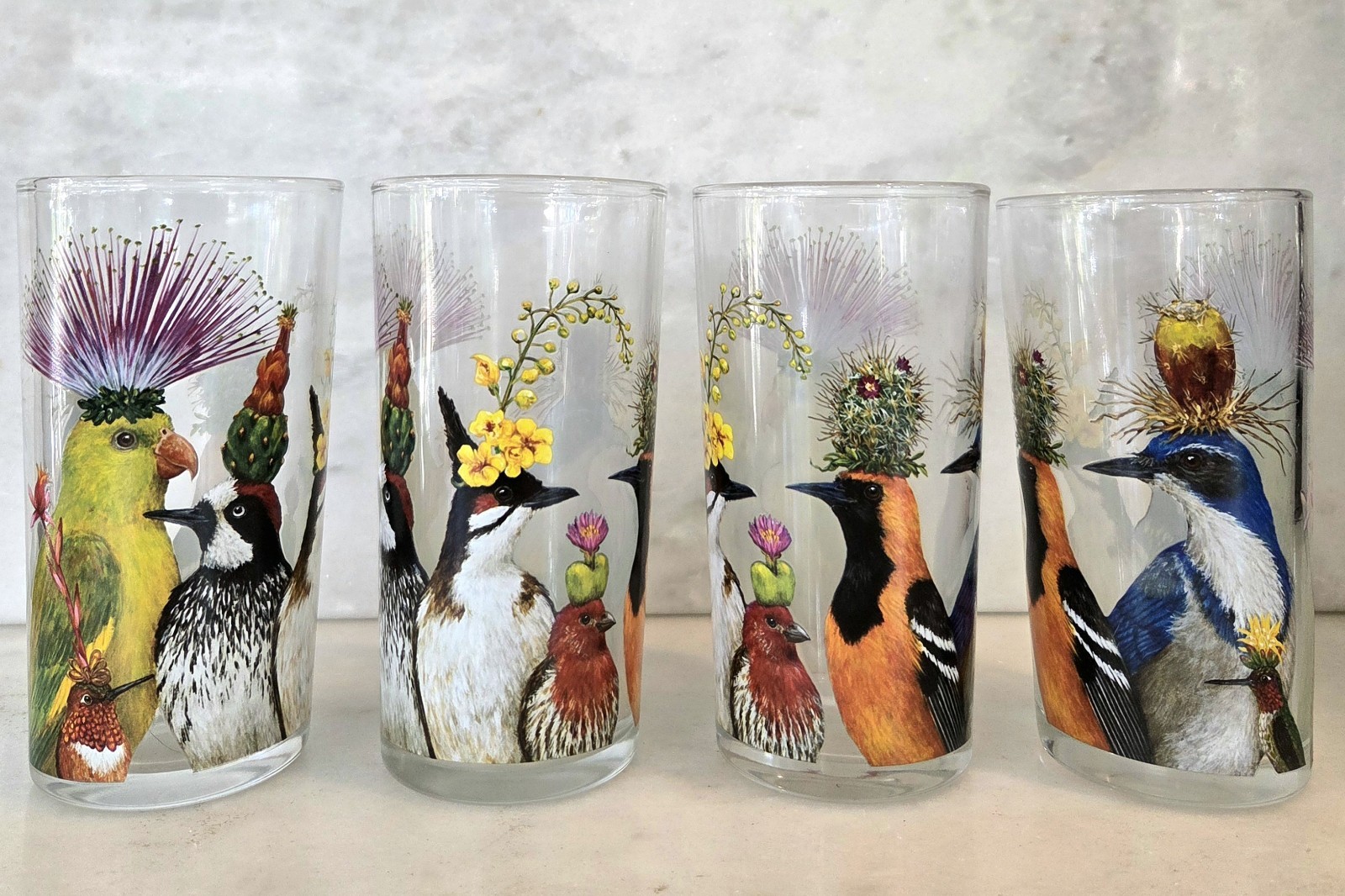 Vintage Vicki Sawyer Bird Glasses Set - \