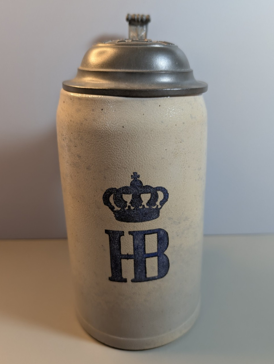 Antique KGL Hofbrauhaus Munchen HB Stoneware Beer Stein Pewter Lid Germany