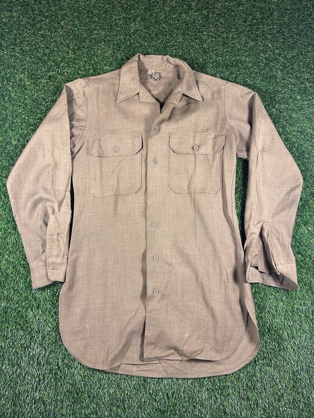 True VTG M1937 US Army Service Shirt WWII Khaki Wool  Gas Flaps And Protection