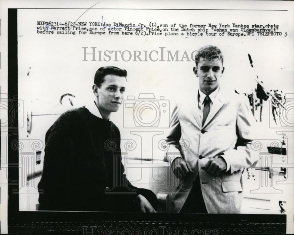 1958 Press Photo Joe DiMaggio, Jr., with Barret Price, son of actor Vincent