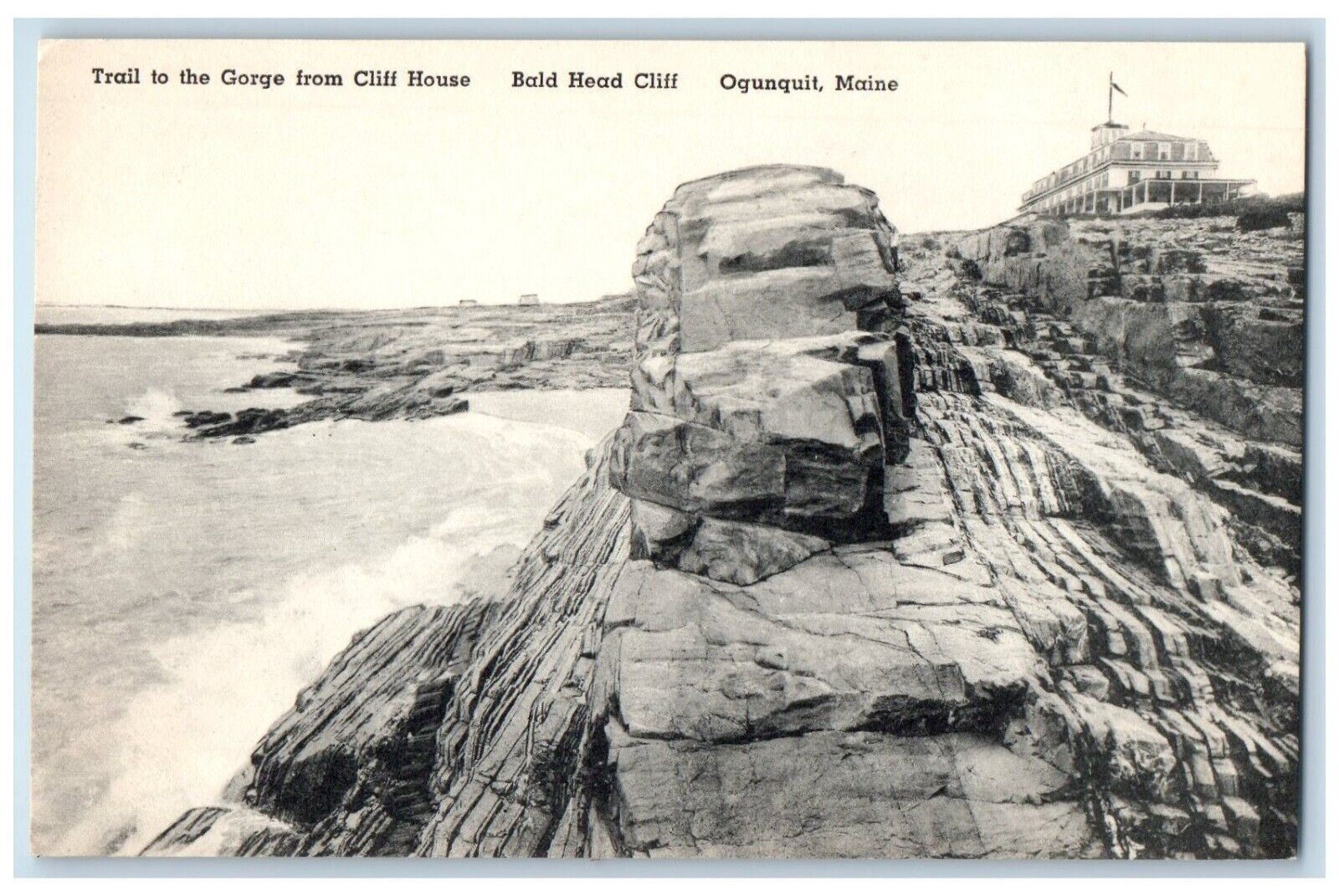 c1930\'s Trail To The Gorge From Cliff House Bald Head Cliff Ogunquit ME Postcard
