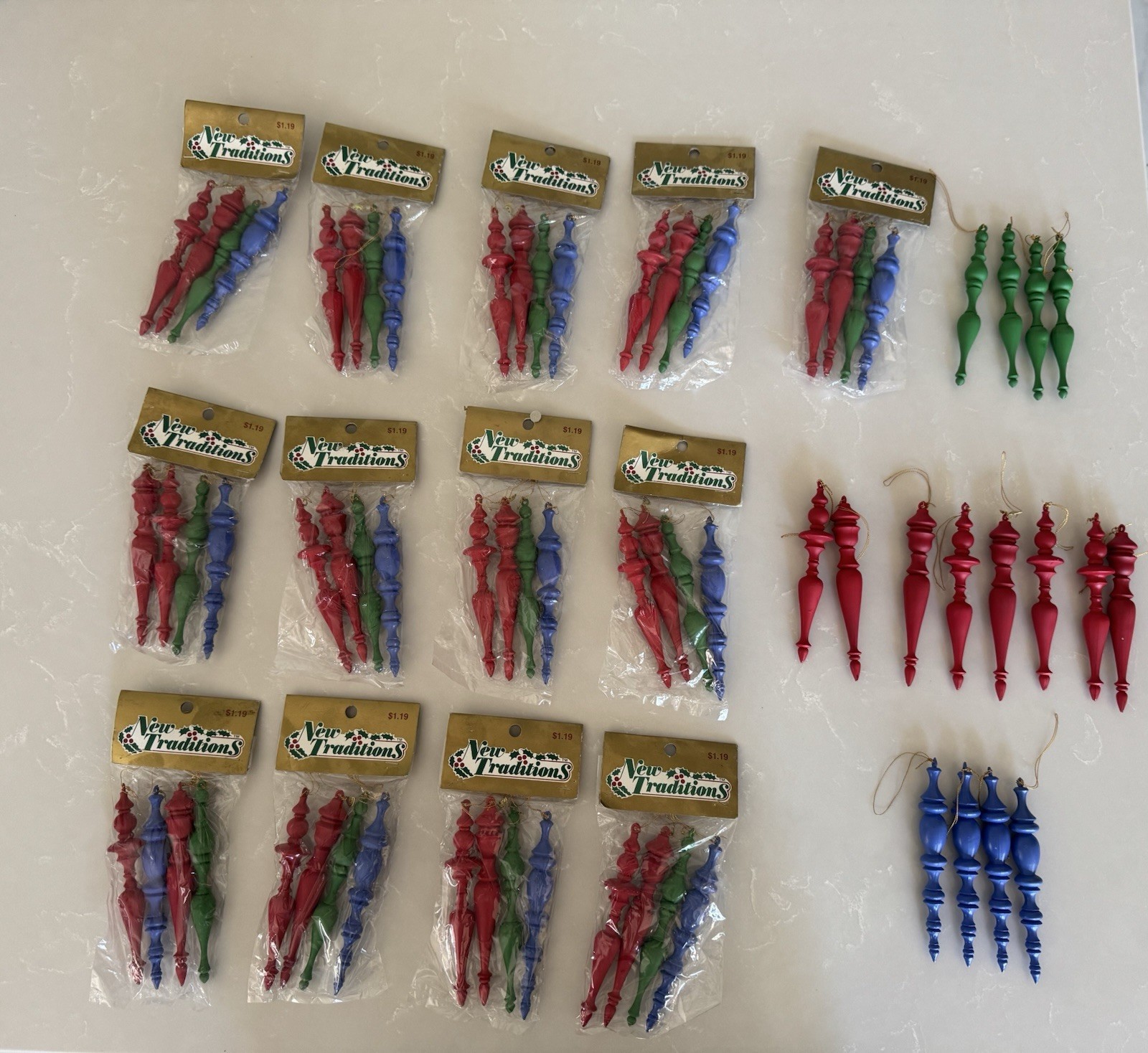 Vintage 1991 MJD Designs New Traditions Christmas Finial Ornaments Lot 60+ NOS