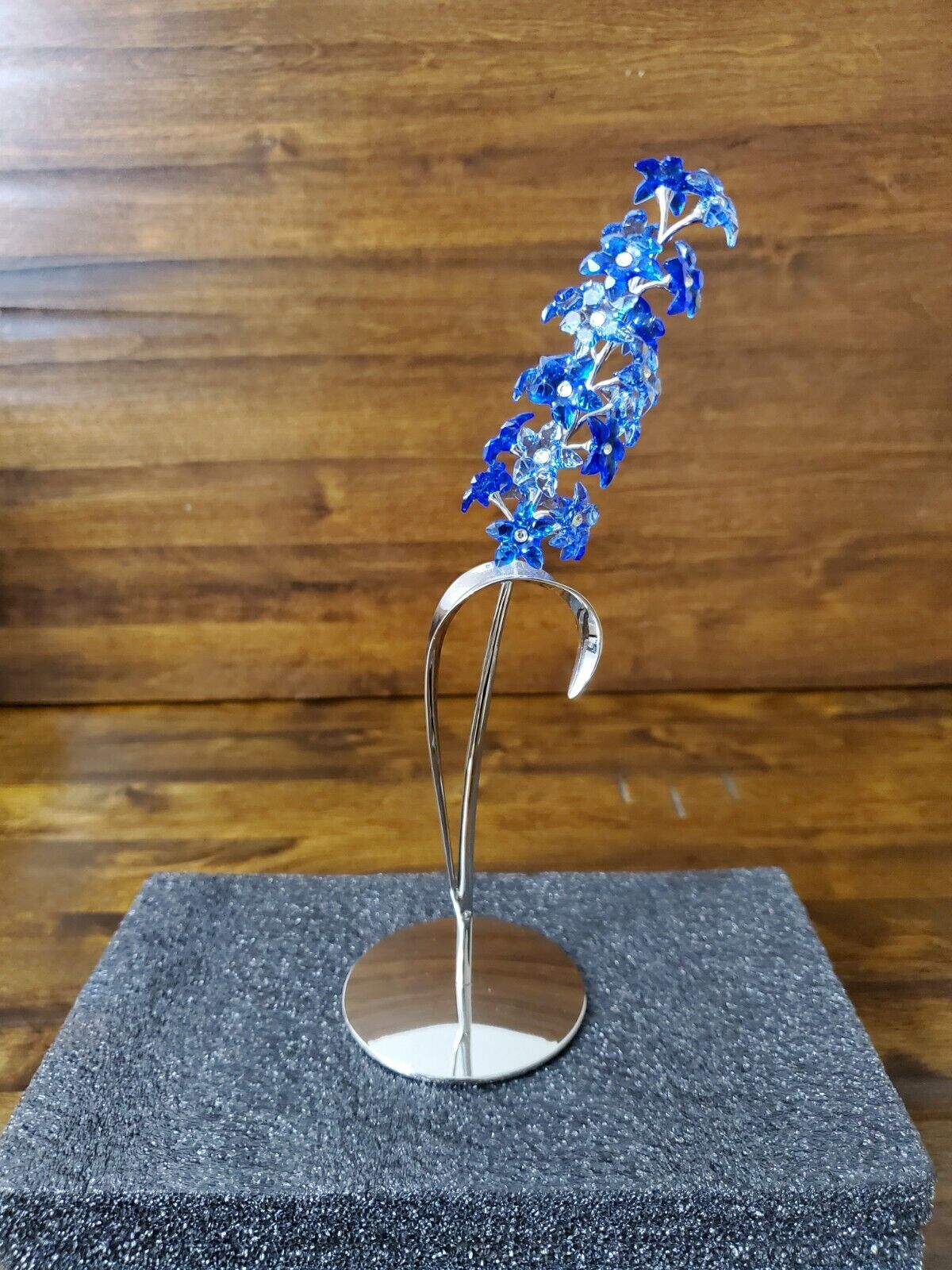 Swarovski Crystal Paradise Dindori Sapphire Blue Flowers Figurine No Box