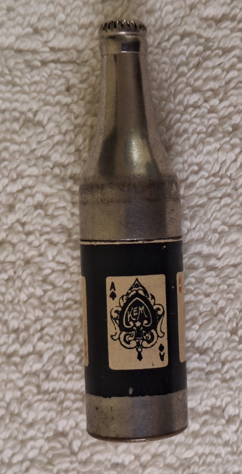 Vtg 1940\'s KEM Co. Detroit 4-Aces Metal Beer Bottle Cigarette Lighter Pull Apart