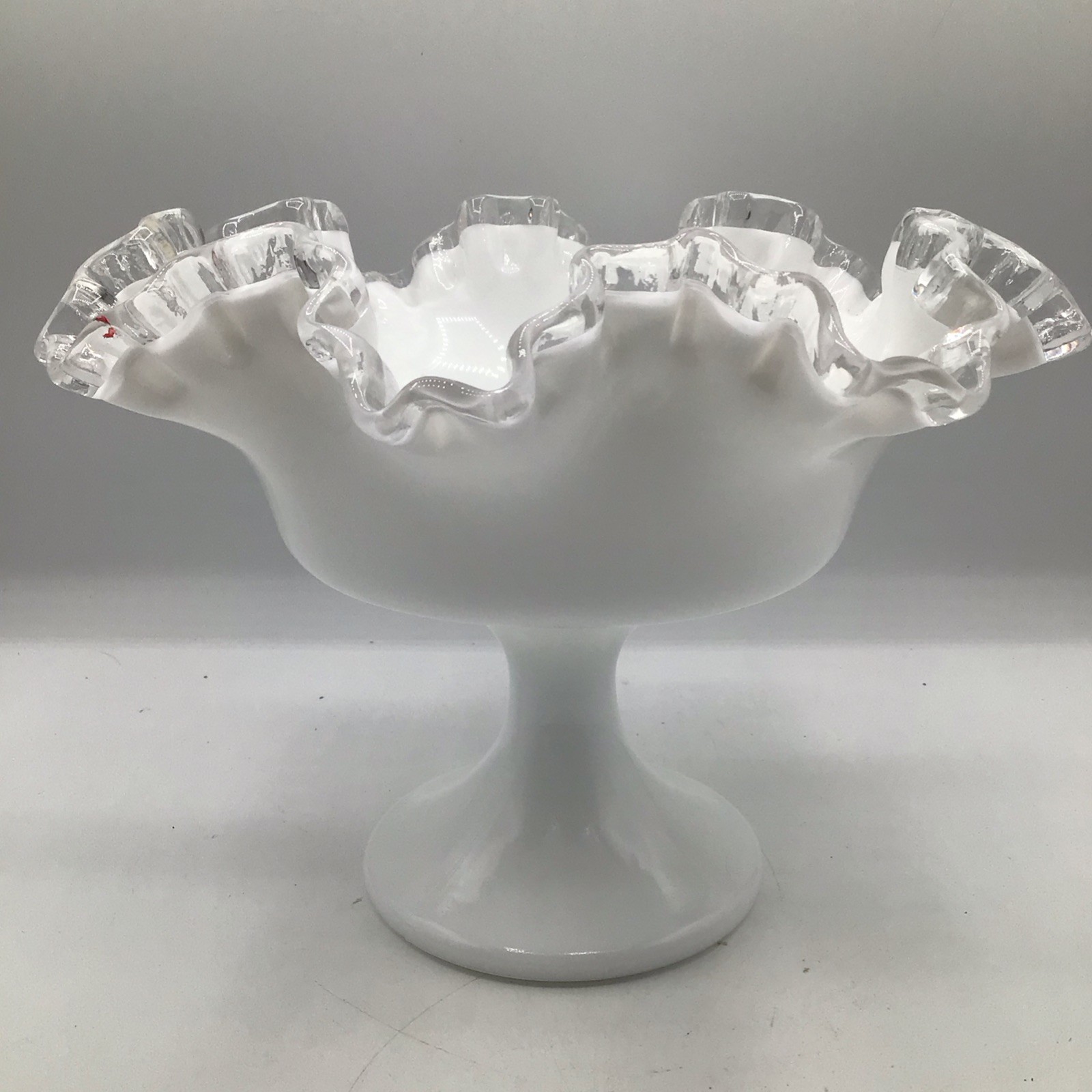 Fenton Silver Crest Milk Glass Compote