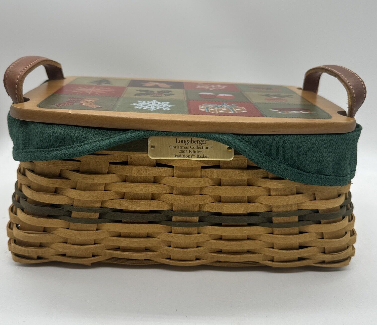 2002 Longaberger Christmas Collections Traditions Basket Combo W/ Patchwork Lid