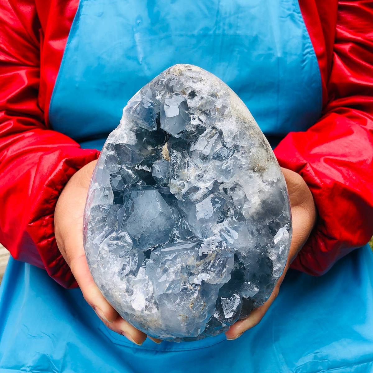 7.3LB Natural Blue Crystal Cave Quartz Crystal Mineral Specimen Reiki Healing