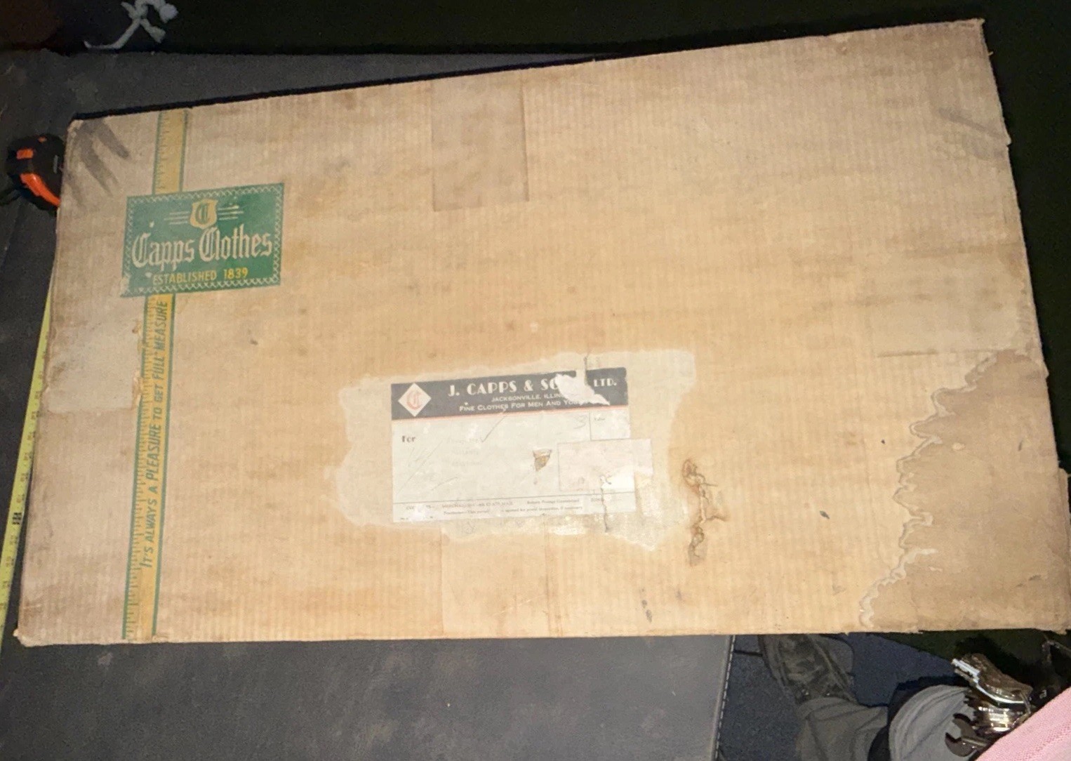 Vintage c.1930's Capps Clothes Garment Order Cardboard Box. Rough Shape