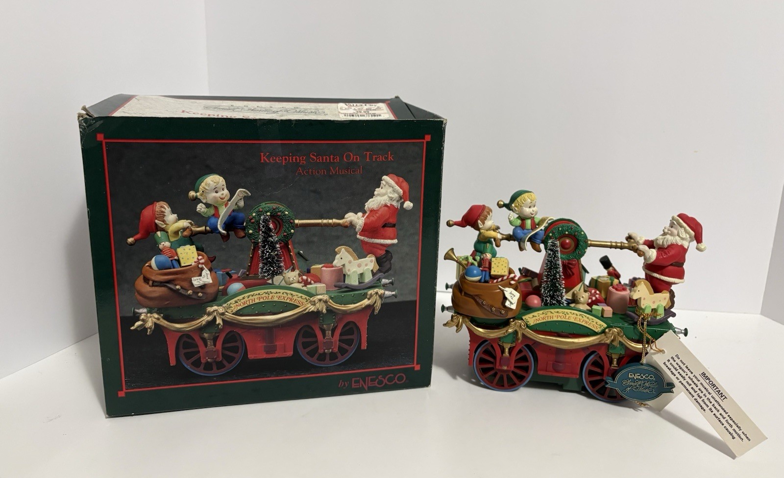 Vintage 1993 Enesco Small World of Music Keeping Santa On Track Action Musical