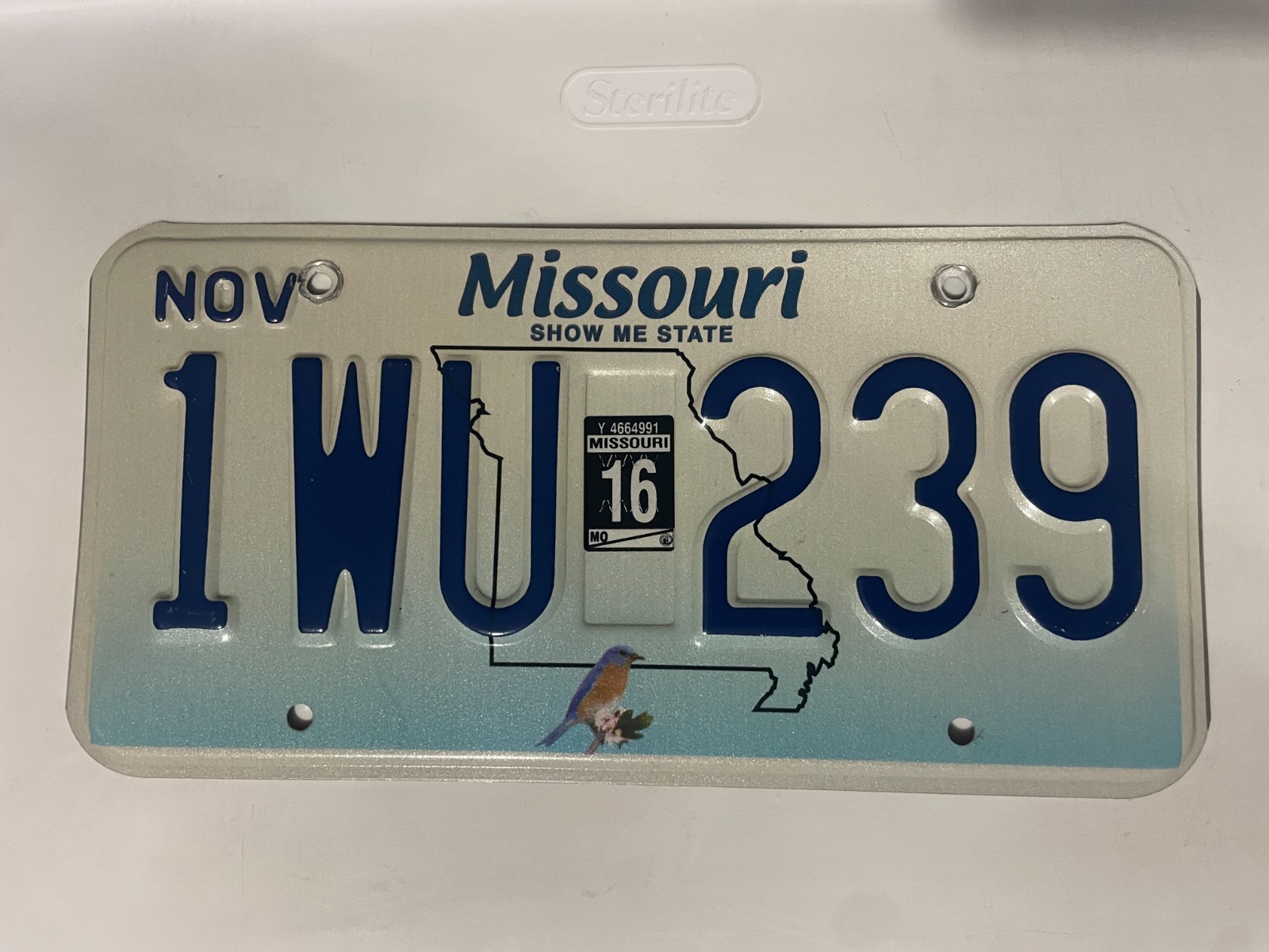 2016 Missouri License Plate November 16 1WU 239