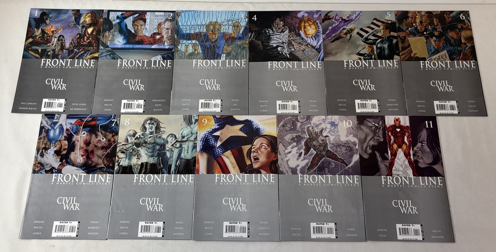 2006 Marvel CIVIL WAR FRONT LINE #1 2 3 4 5 6 7 8 9 10 11 ~ FULL SET