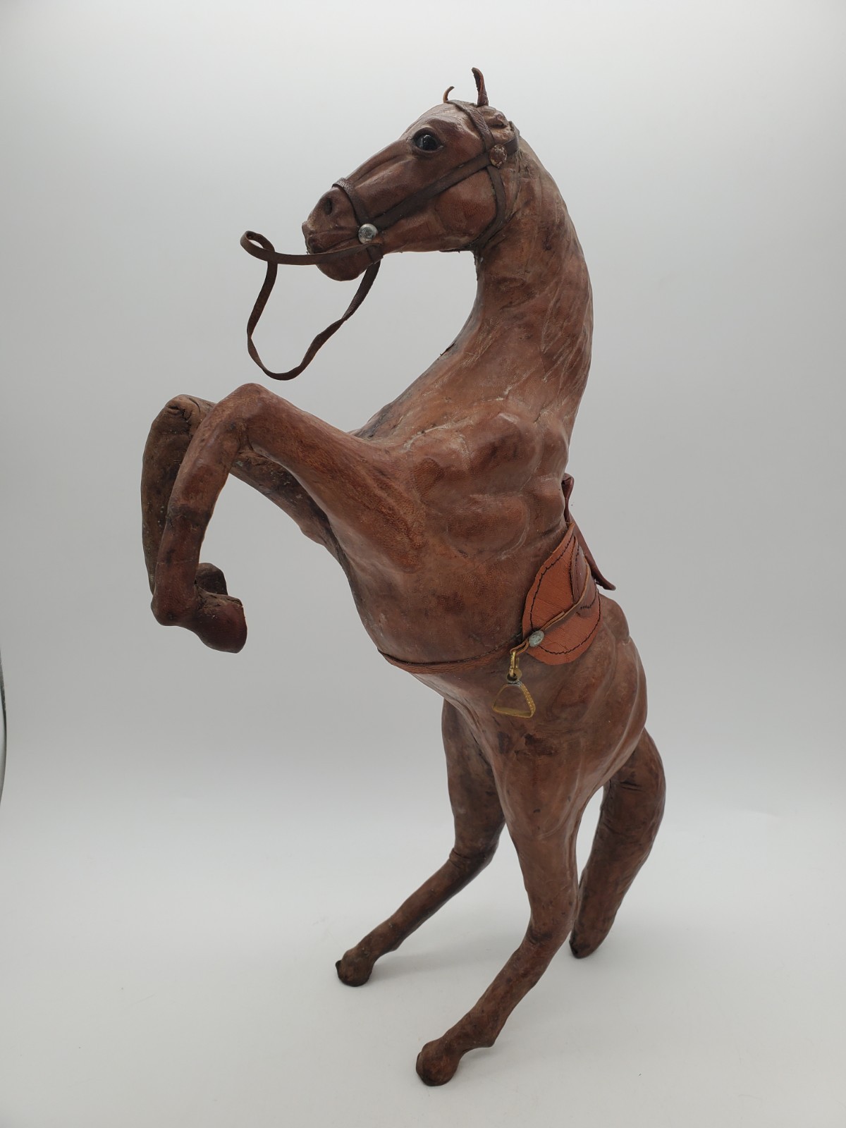 Leather Wrapped Horse Equestrian Rearing Sculpture Statue Figurine 16 Leather Wrapped Horse Equestrian Rearing Sculpture Statue Figurine 16