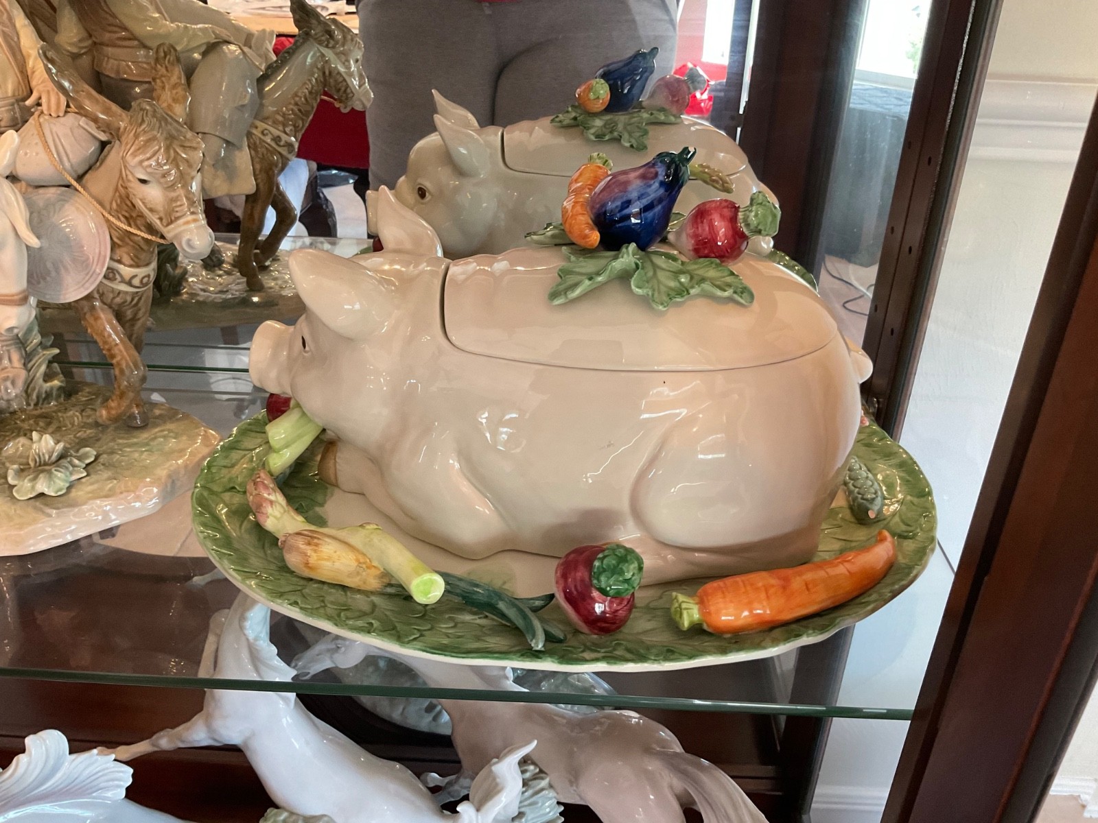 VTG Fitz & Floyd Pig Tureen Large Soup Bowl Lid Ladle Under Plate