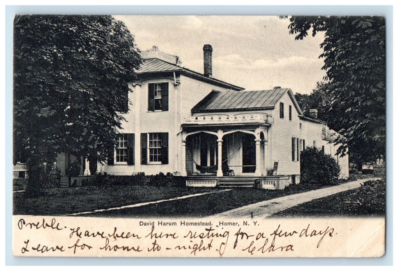 c1905 David Harum Home Homestead Homer New York NY Posted Antique Postcard