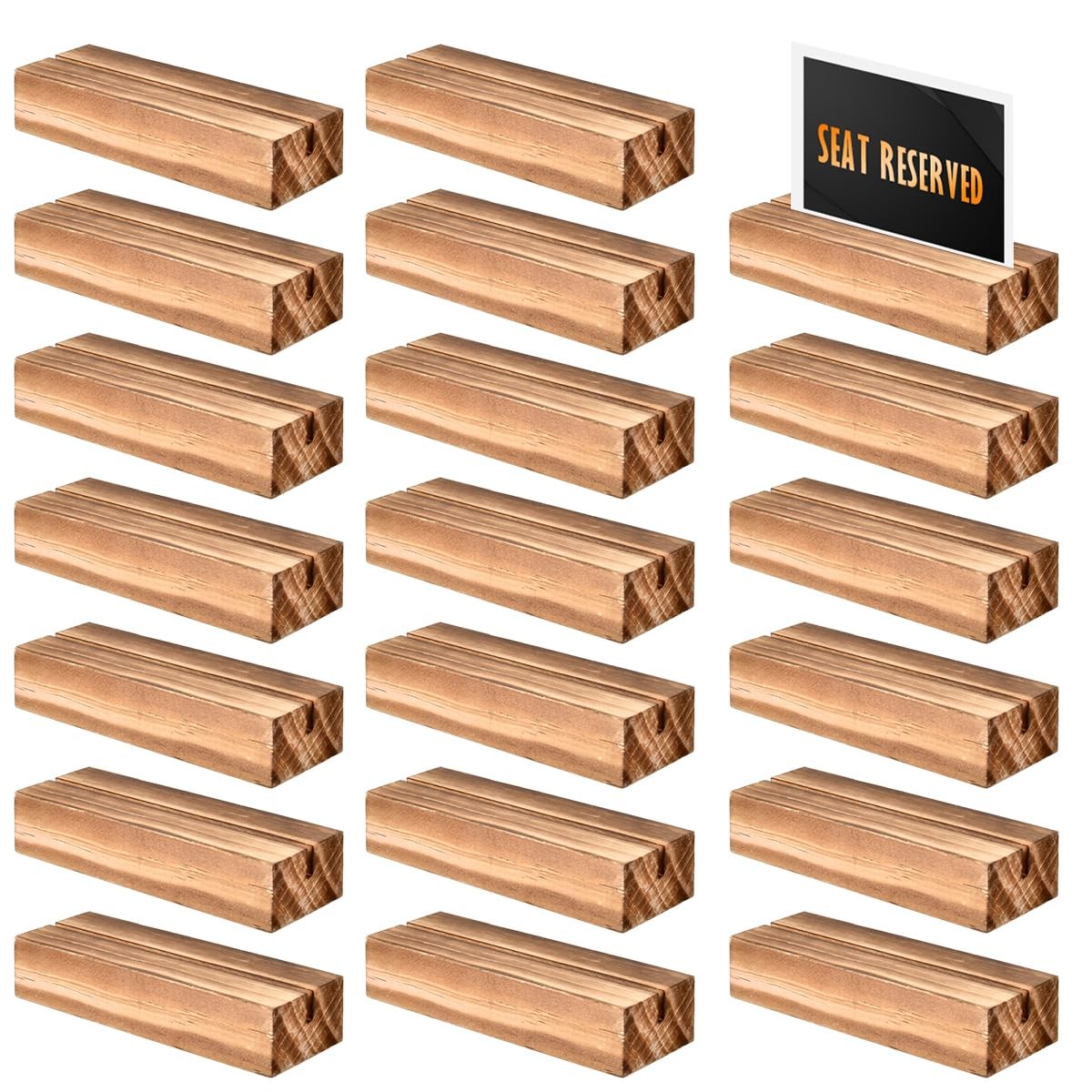 20pcs Wood Place Card Holders, Wood Table Number Stands Wooden Acrylic Sign H...