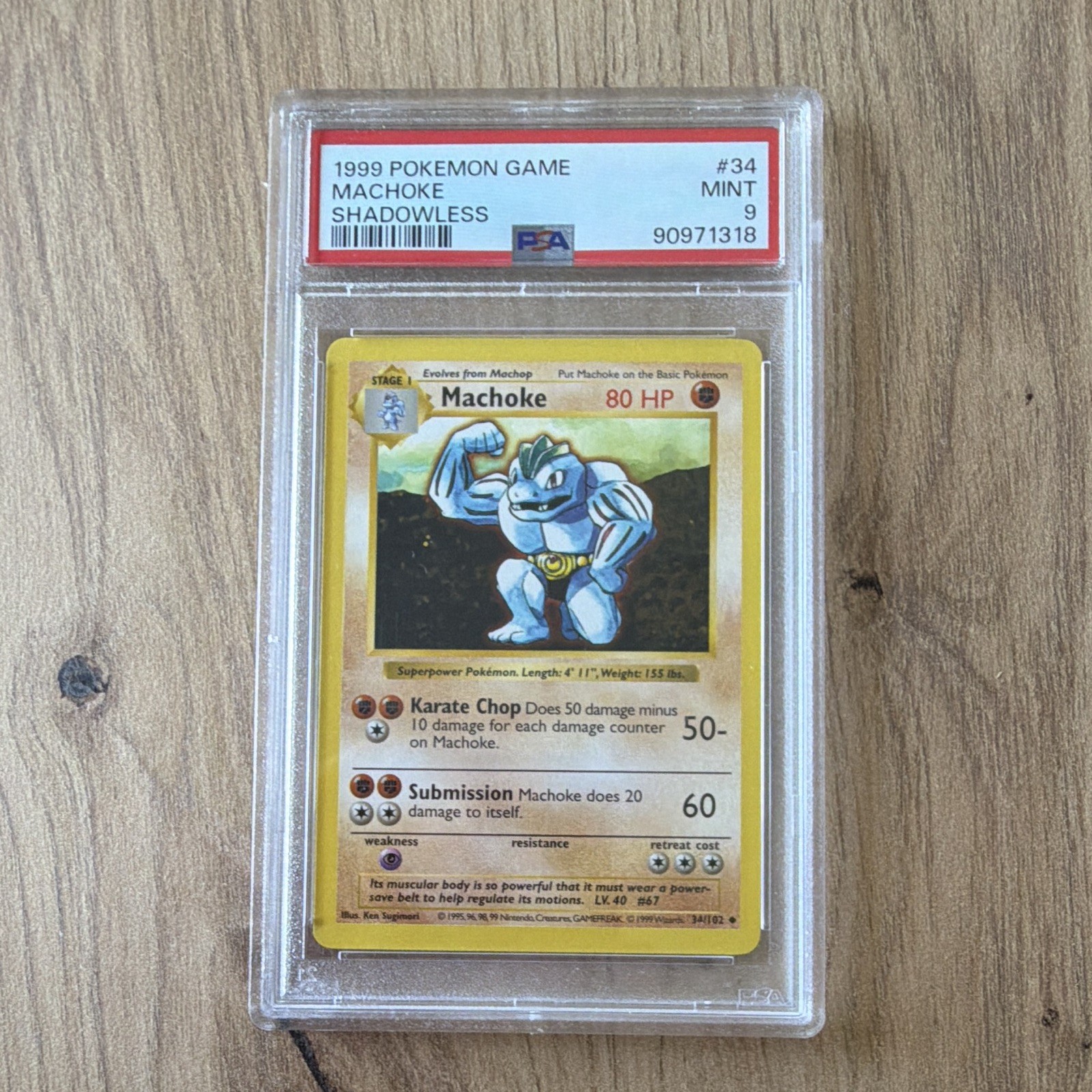 Pokemon TCG Nintendo Machoke Shadowless 1999 #34 English PSA 9