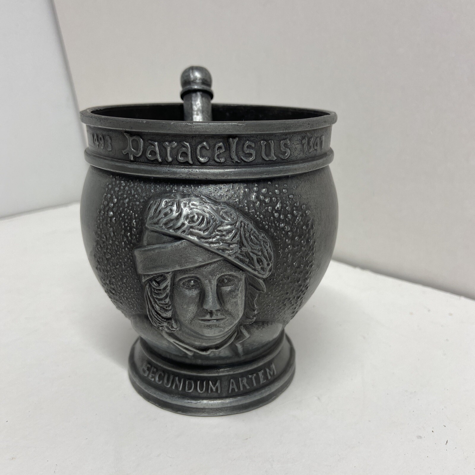 Vintage Pewter Mortar & Pestle Display Only By Schering Corp.