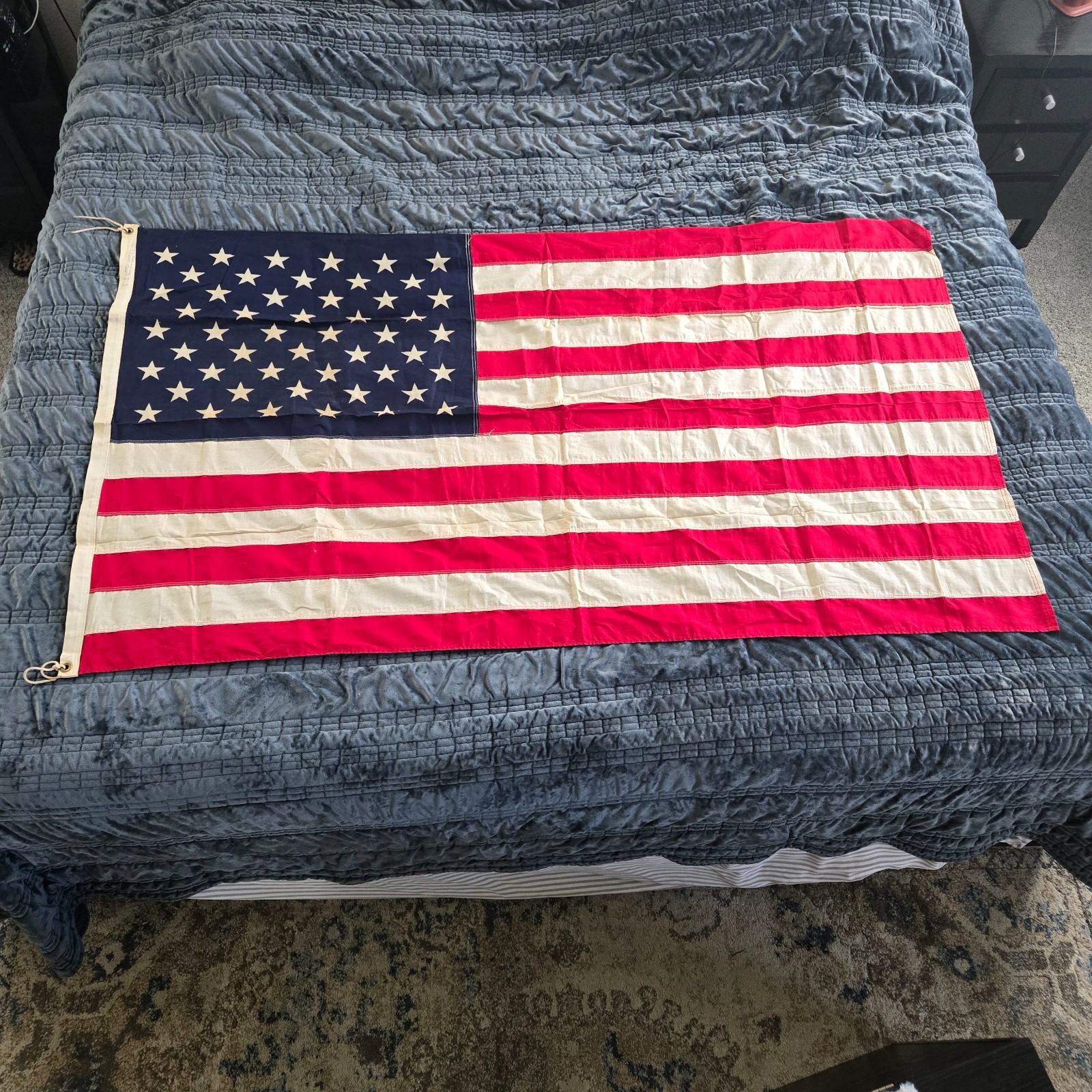 Vintage Jupiter Brand 3x5 US Flag Stitched Stripes Printed Stars Heavy Cotton