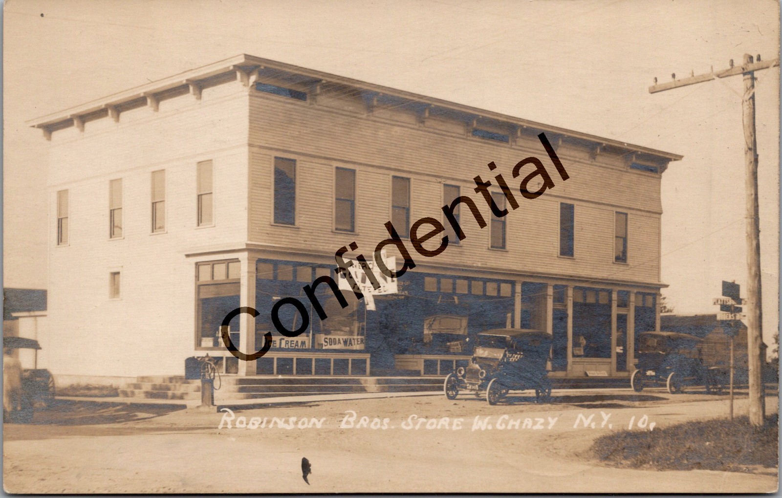 Real Photo Robinson Bros. Store West Chazy NY Adirondacks New York RPPC T28