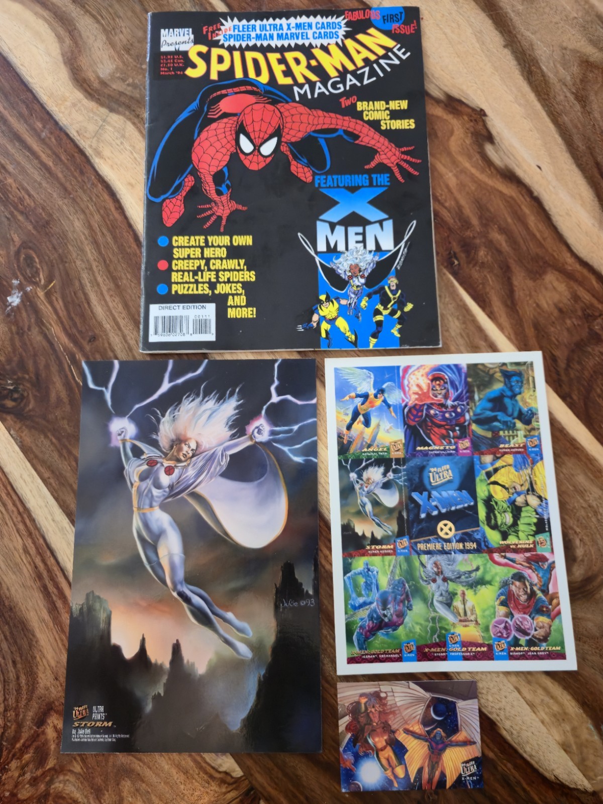 1994 Fleer Ultra X-Men Lot 9-Card Uncut Storm Jumbo Spider-Man Mag Hildebrandt