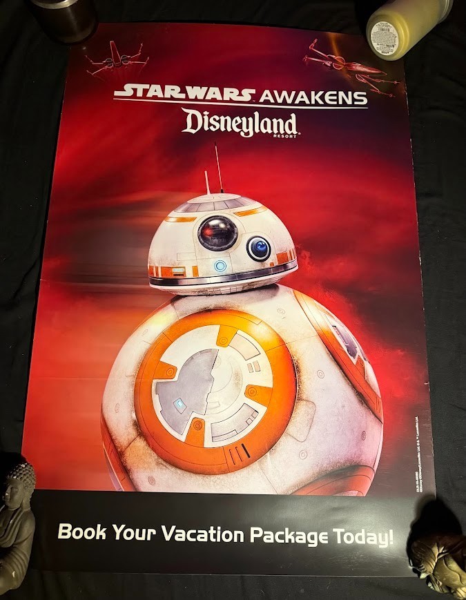 Rare Star Wars Awakens Disneyland PROMO Poster featuring BB-8.