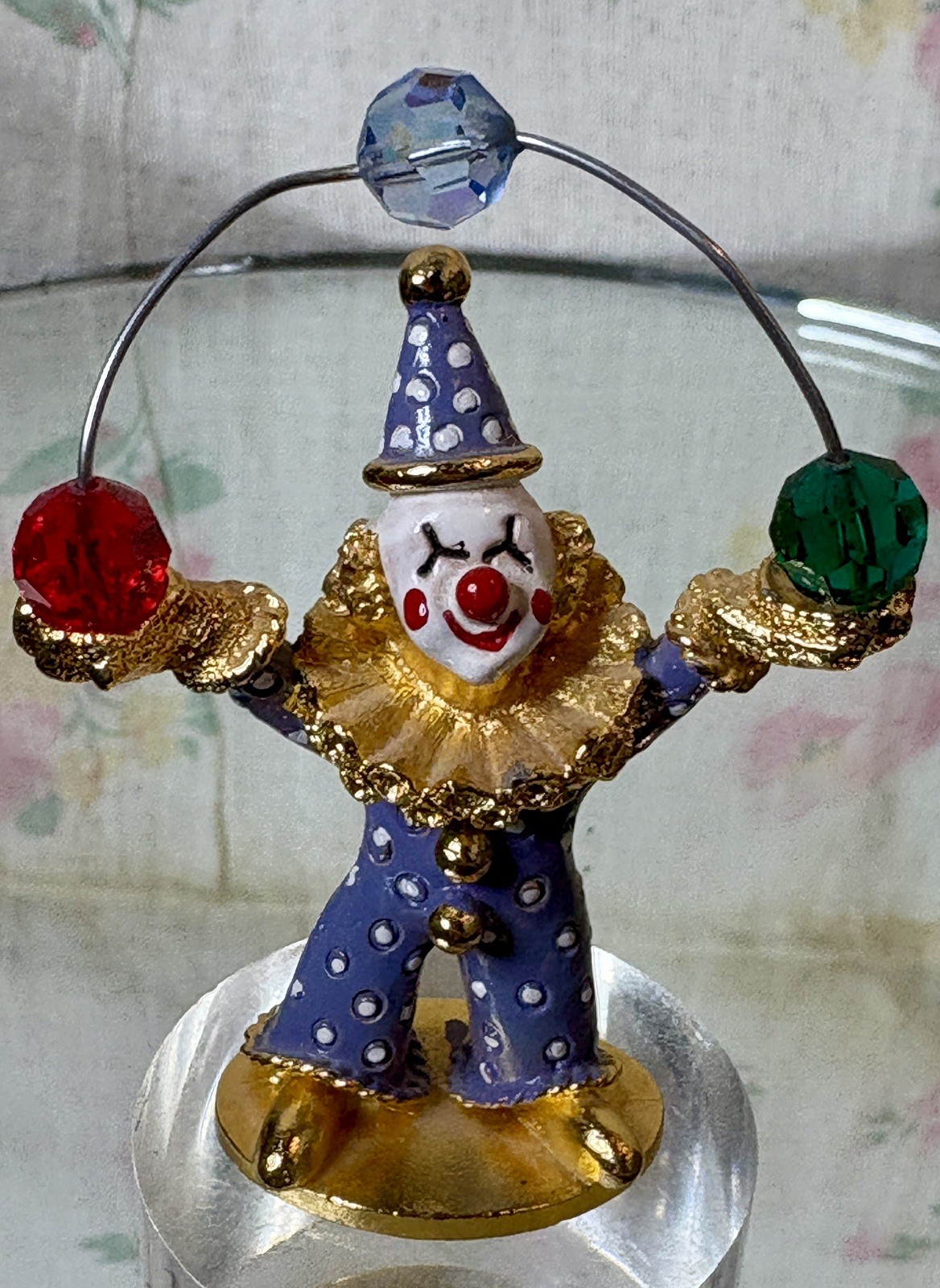 1986 Spoontiques Juggling Circus Clown Figurine 451 Gold Clad Pewter & Enamel