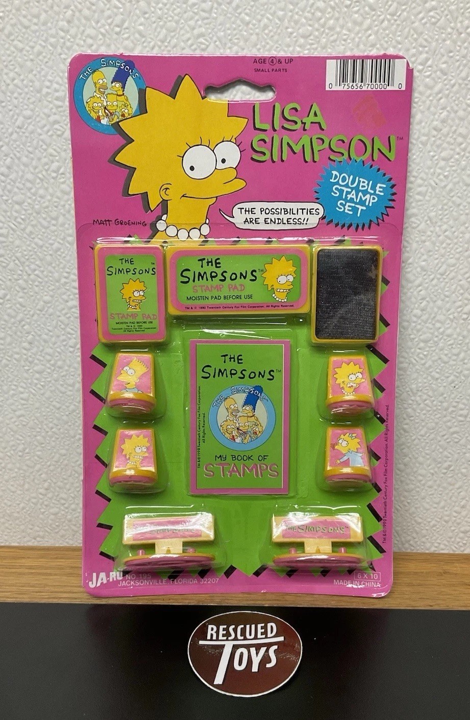 Vintage Lisa Simpson Double Stamp Set The Simpsons 6 Stamps & Stamp Pads NOS