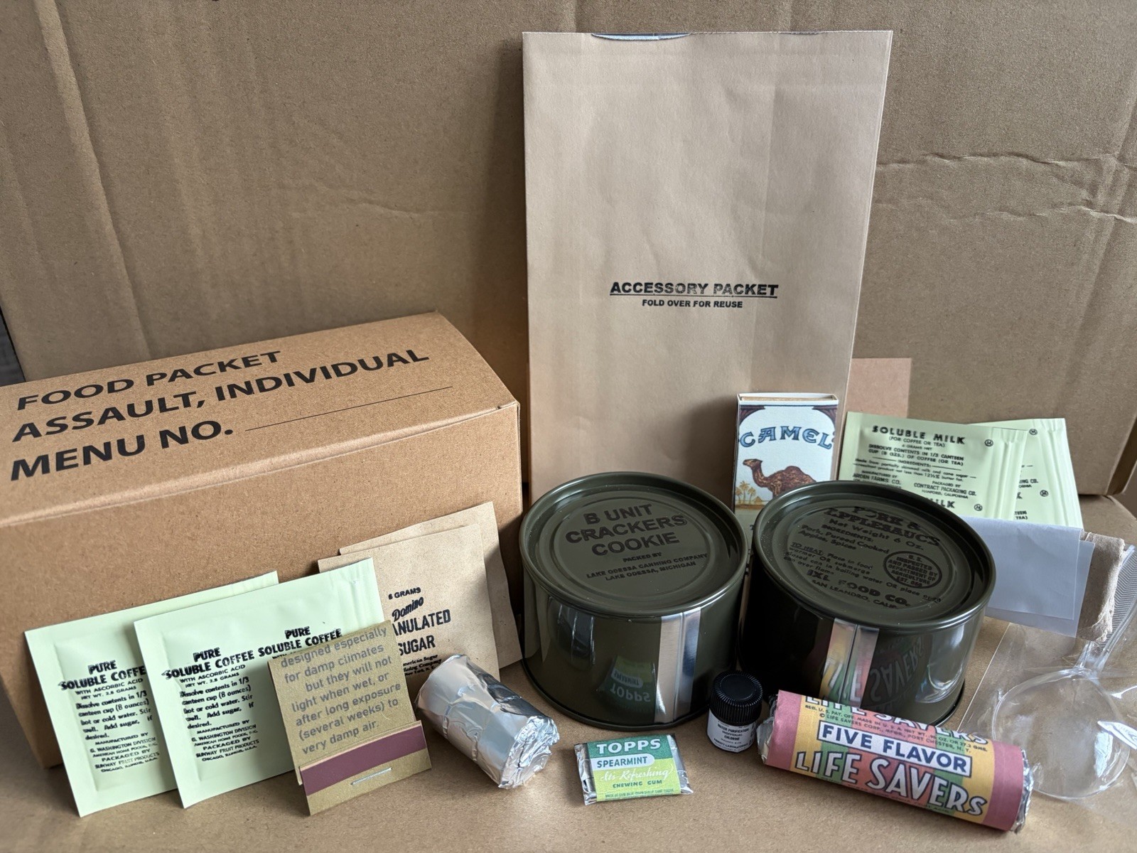 US Korean War Food Packet Individual Assault - Fully Edible Reproduction Ration