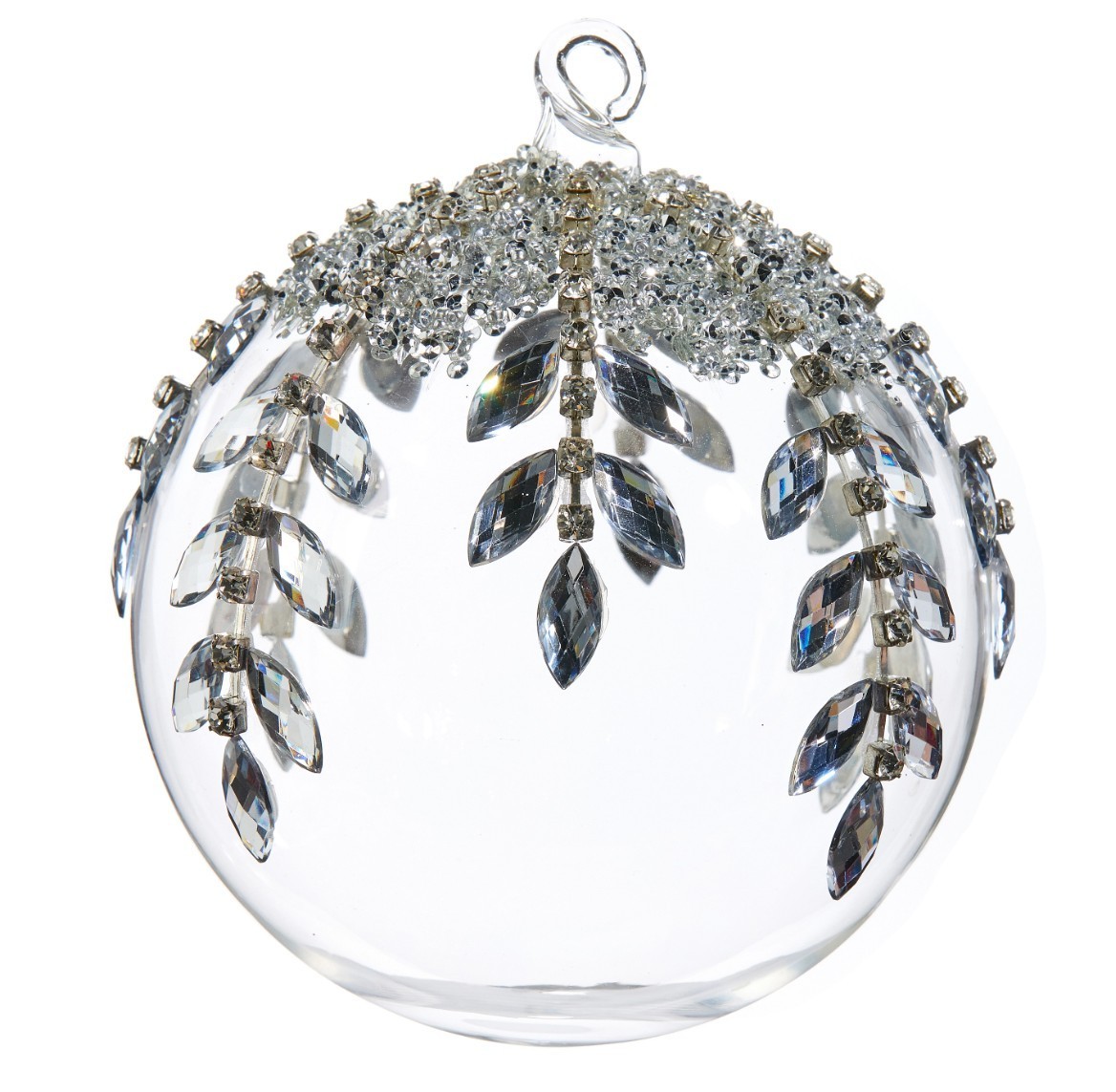 Raz Imports Jeweled Ball Clear Glass Christmas Ornament 5