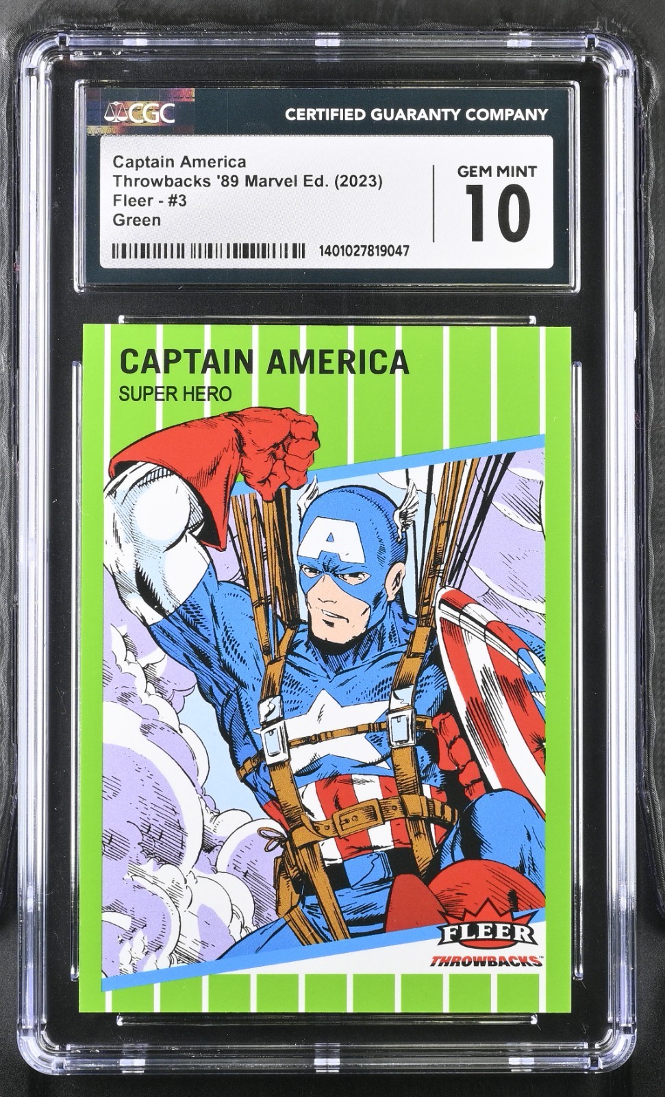 2023 Fleer Throwbacks \'89 Marvel Green /89 Captain America CGC 10 GEM MINT