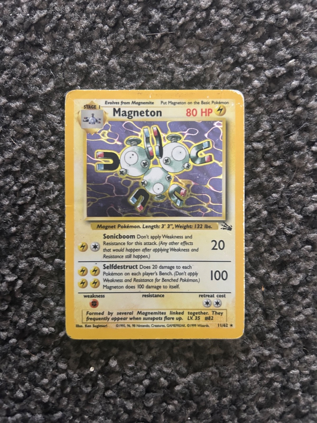 Magneton 11/62 Holo Rare 1999 Pokemon Fossil Unlimited WOTC Vintage LP