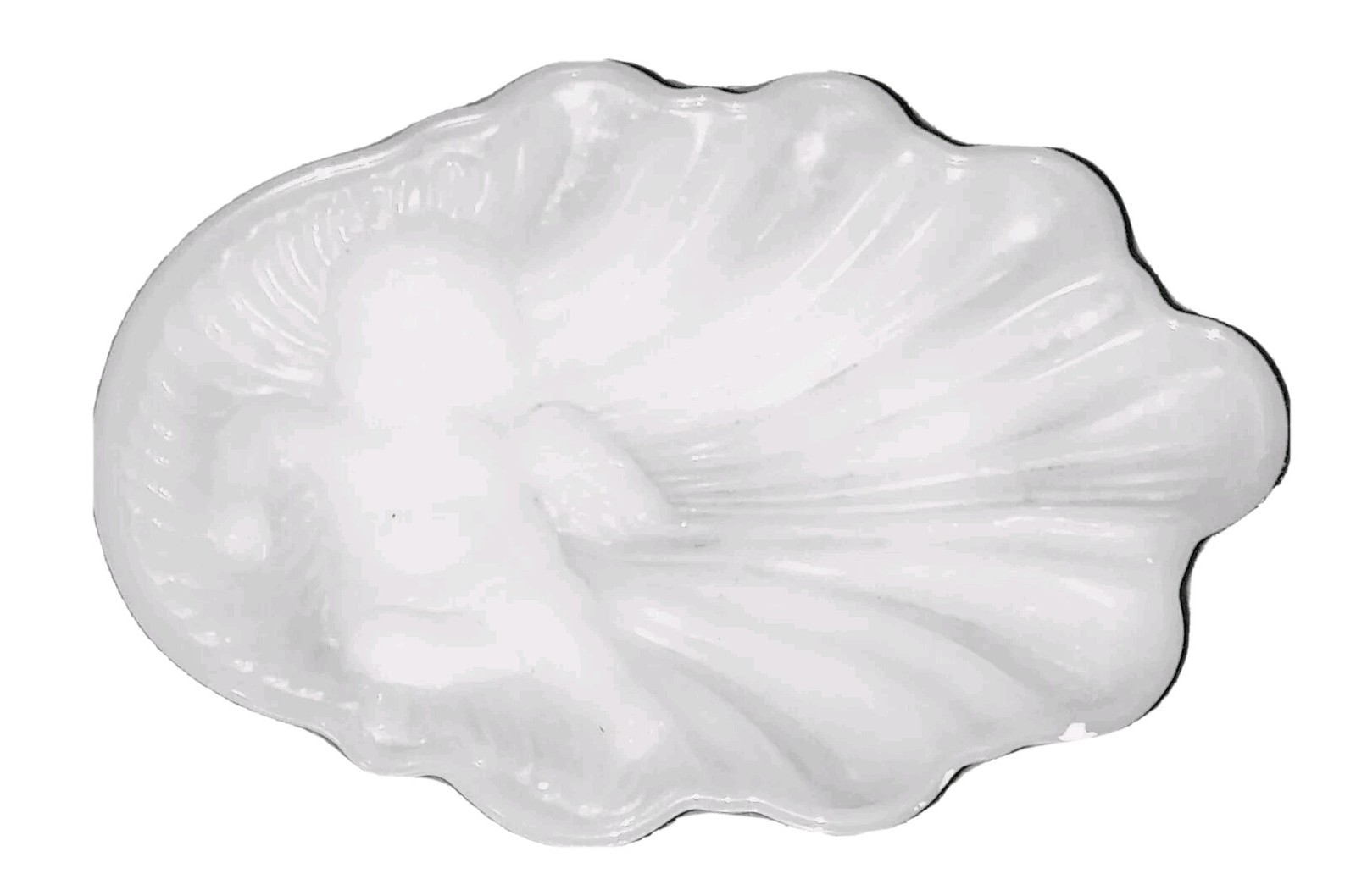 Cherub Milk Glass Soap Dish Clam Shell Angel Avon