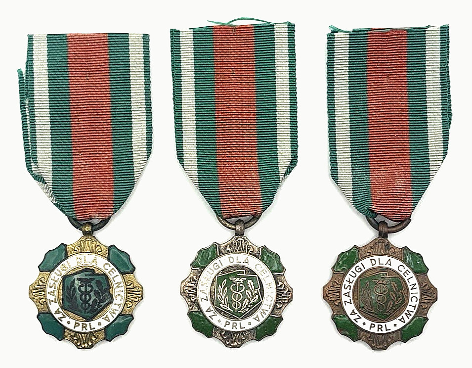 Poland PRL Customs Merit Medal Set 1st 2nd 3rd Class Zaslugi dla Celnictwa