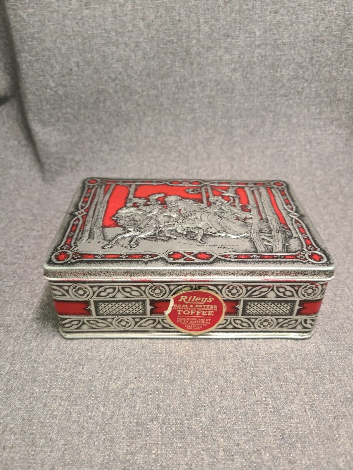 Vintage Riley's Rum & Butter Toffee Metal Tin Box Halfax England Empty 