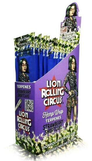 Lion Rolling Circus Herbal Papers STRAWBERRY SHORTCAKE TERPENES Box 25/2ct Packs