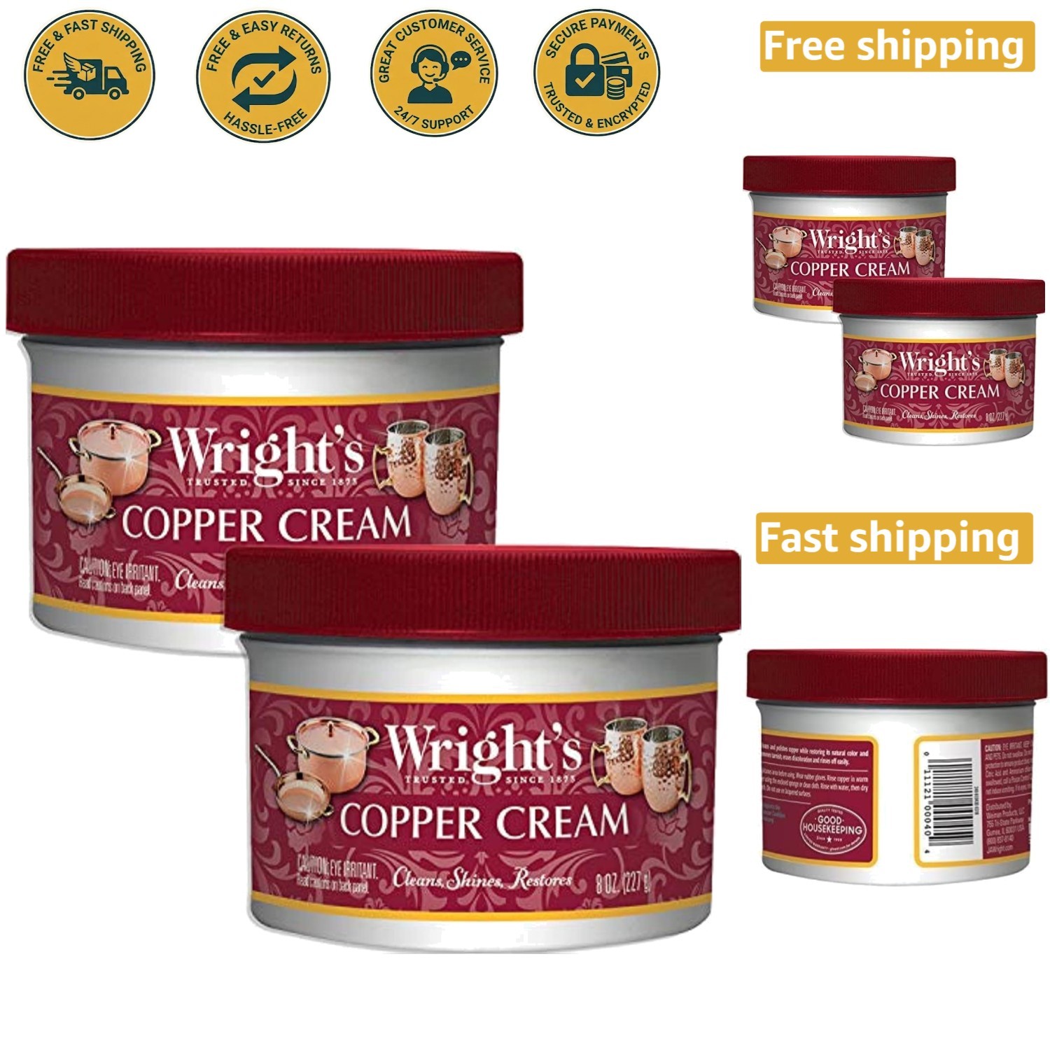 Ultimate 8oz Copper & Brass Polish Cream in 2 Pack - Erase Tarnish, Shine Bright