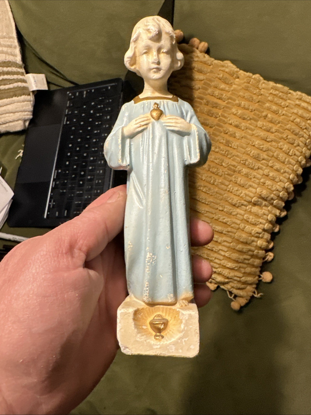 RARE 1919 Statuette of the Child Jesus & Sacred Heart Cie La France Statuaire RARE 1919 Statuette of the Child Jesus & Sacred Heart Cie La France Statuaire