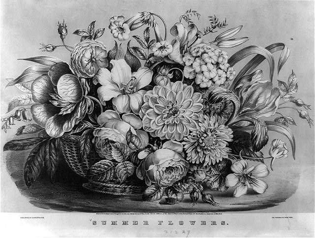 Photo:New York Currier & Ives 1861 Summer Flowers  Bouquet