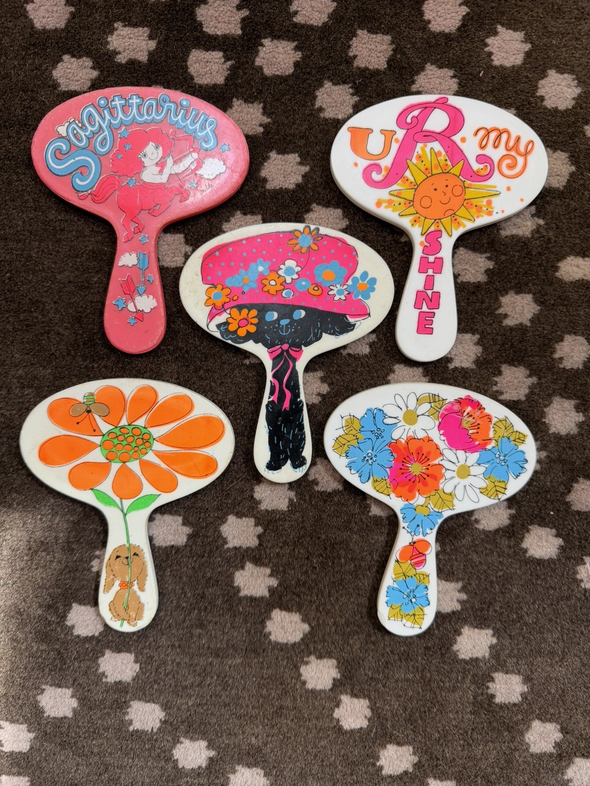 Vintage Tom Fields Tinkerbell Mirrors Lot of 5 girls hand mirror 60’s 70’s