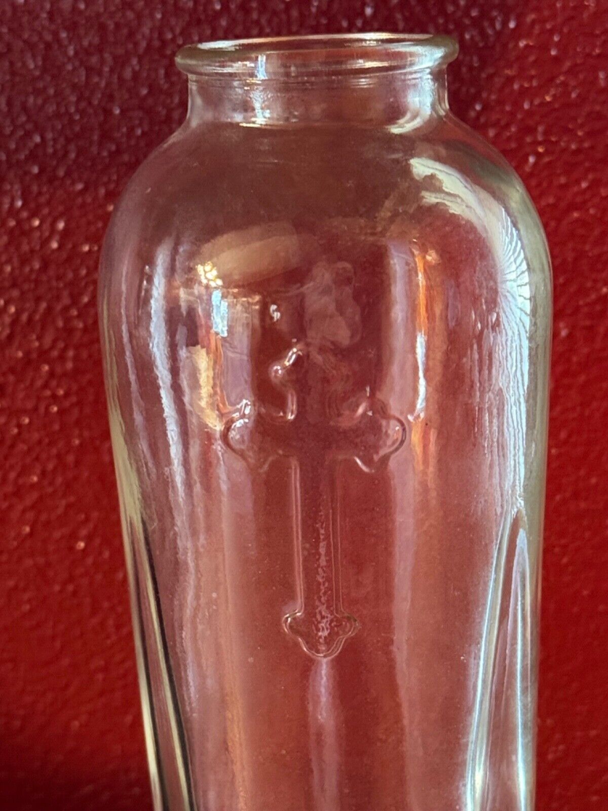 Vintage The Root Glass Company Embossed ONE Cross Light Bottle -  Catholic