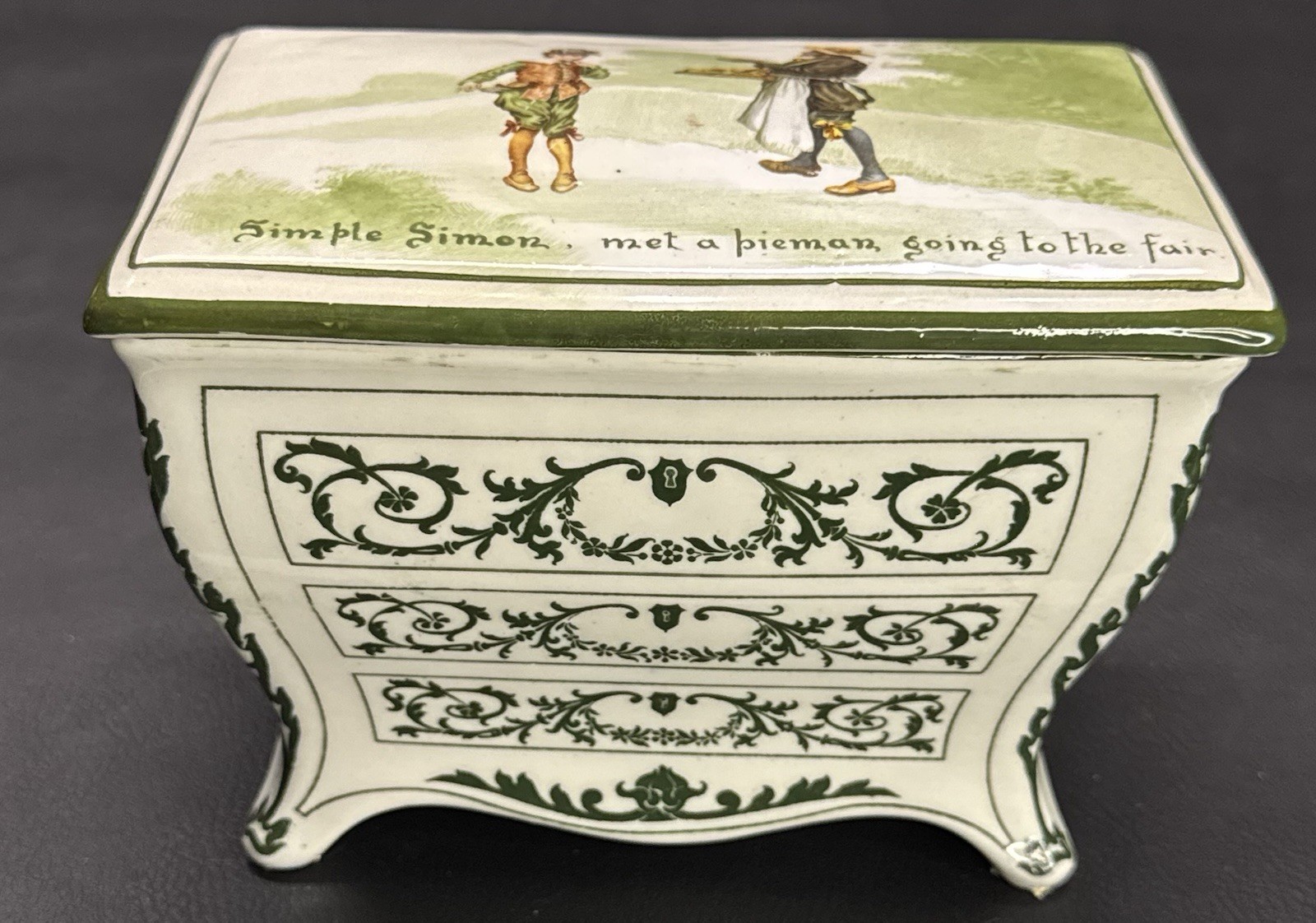 Antique Huntley & Palmer's/Royal Doulton Nursery Rhyme Biscuit Box Simple Simon