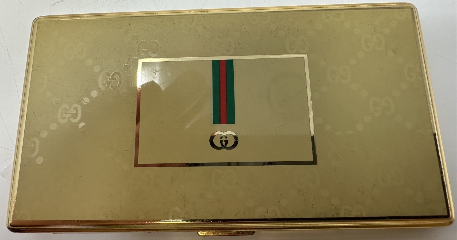 Authentic Vintage Gucci Collection Logo Monogram Cigarette Case Gold Color