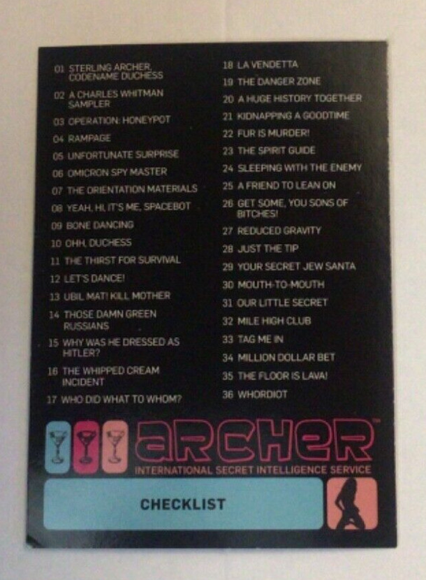 2014 Cryptozoic: FX  Archer Seasons 1-4 Trading Cards