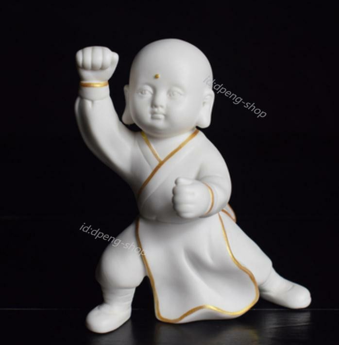 4.7 Chinese White Porcelain Ceramics Gild Lovable Elephant Figurine Statues 52