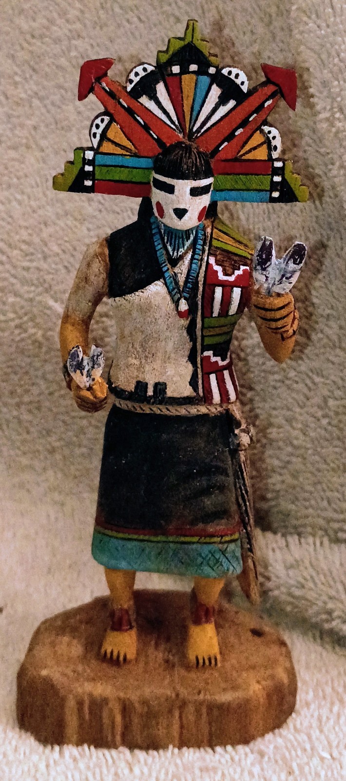Hopi Butterfly Kachina Signed Lawrence Maho It Is Carved Right Out Of The Stand 