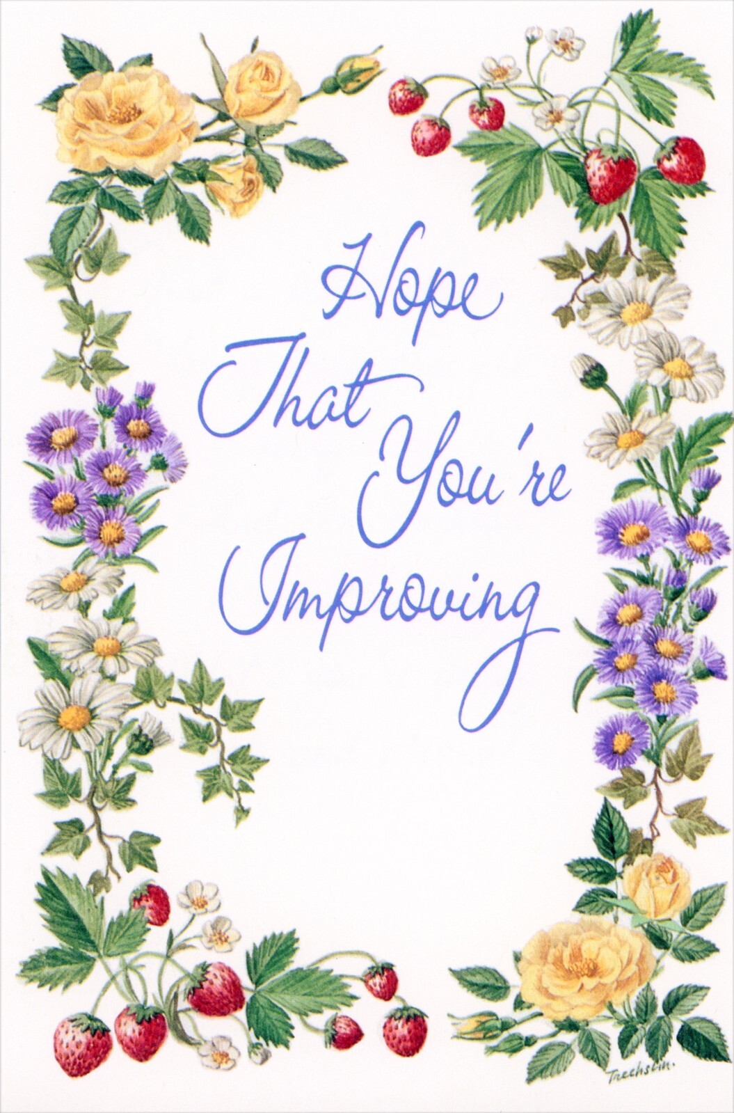 Heartfelt Vintage GET WELL Card, Flower Ring Designed by Anne Marie Trechslin +✉
