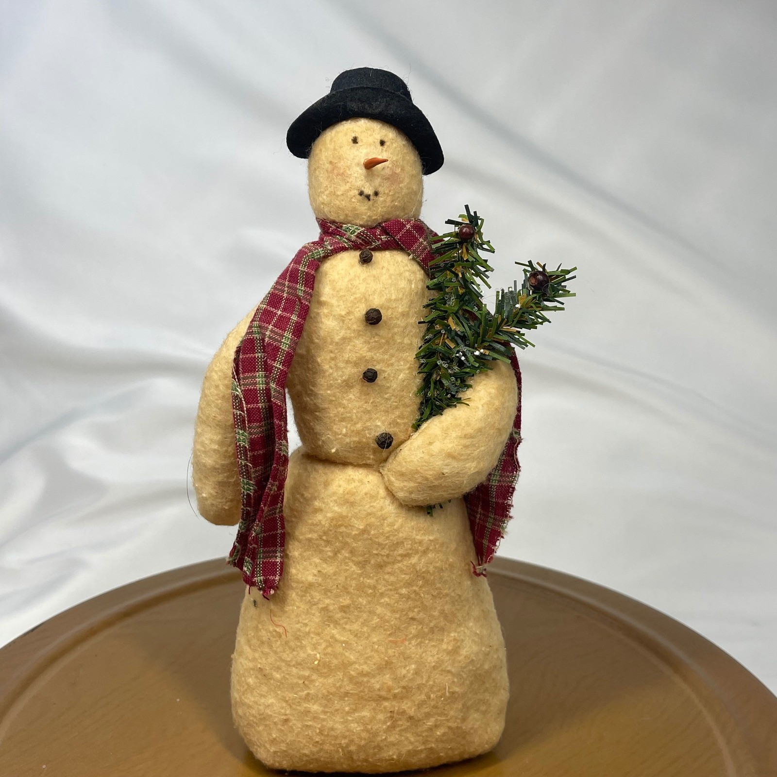 Vintage Primitive Felt Snowman Figurine 10\