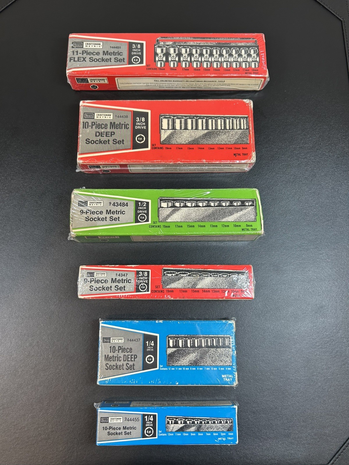VTG Lot - Craftsman Metric Shallow Deep & Swivel Socket Sets 1/4” - 3/8” - 1/2”