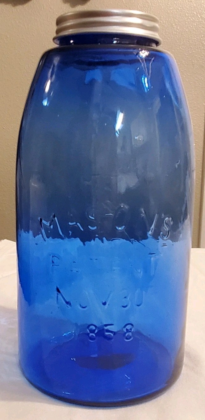 Mason\'s Patent Nov 30th 1858 Cobalt Blue 1/2 Gallon Canning Jar 1970\'s REPO Nice